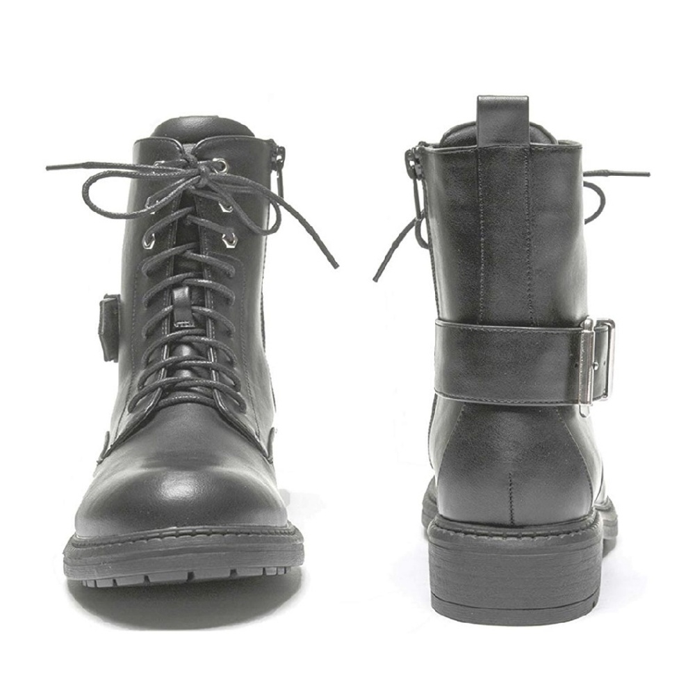 1 LEFT! Classic Matte Punk Rock Combat Booties - Picture 2 of 6